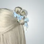 Pastel Blue Flower Hair Claw with Pearl Tassel | Handmade Floral Hair Clip | Romantic Hair Accessory | Elegant Style | Premium Hair Jewelry