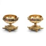 Traditional Indian Brass Diya | Compact Sacred Oil Lamp | Handcrafted Temple Light | Puja Essential | Authentic Prayer Lamp