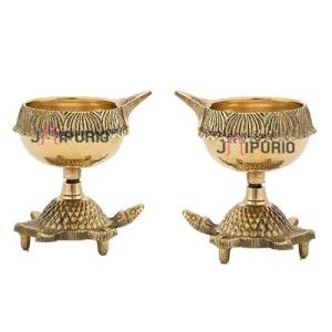 Traditional Indian Brass Diya | Compact Sacred Oil Lamp | Handcrafted Temple Light | Puja Essential | Authentic Prayer Lamp